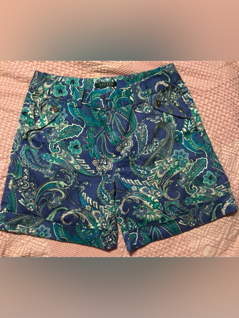 Ralph Lauren Blue & Teal Paisley Bermuda Shorts- size 8